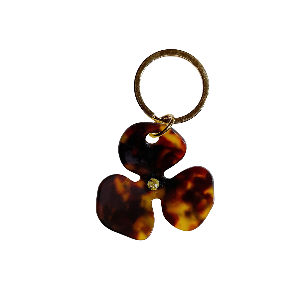 小物 TORTOISESHELL PATTERN KEYRING FLOR Keyring in Jewelled Tortoiseshell – Tort Hairware